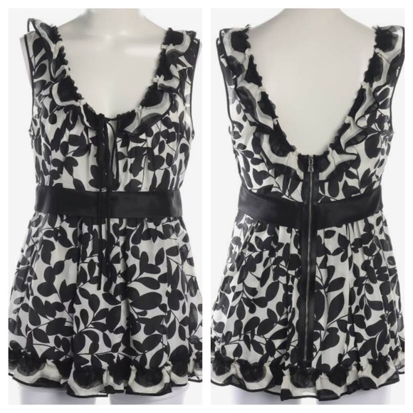 DOLCE & GABBANA D&G Lightweight Floral Print Black & White Silk Top Size 40 - Picture 1 of 11